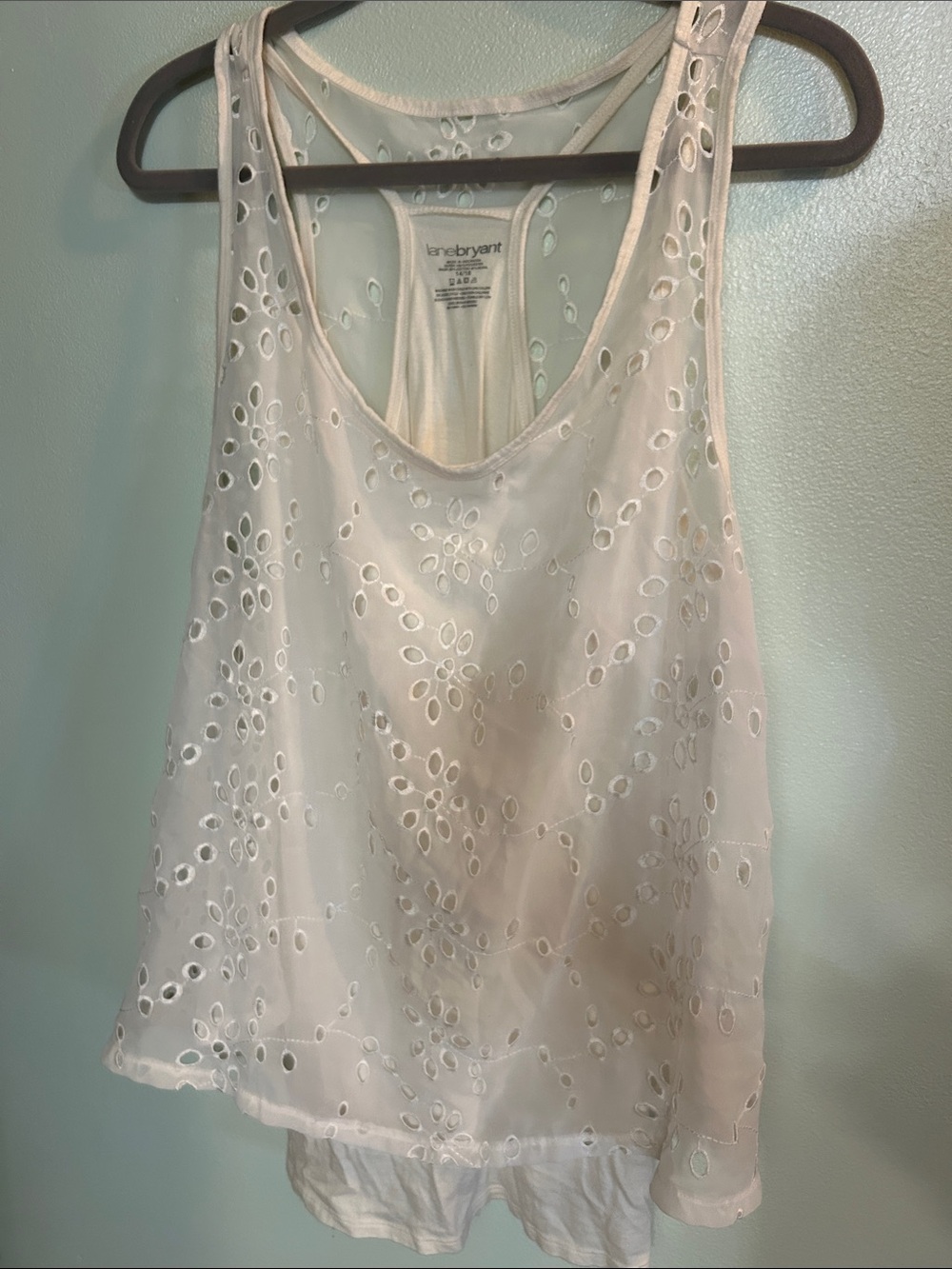 Lane Bryant White Eyelet Sleeveless Camisole